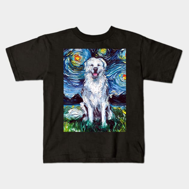 Great Pyrenees Night Kids T-Shirt by sagittariusgallery